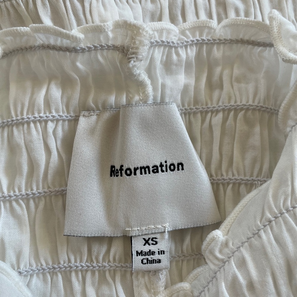 NEW Reformation Aggie Short Sleeve Top Peplum White | size XS - Picture 7 of 11